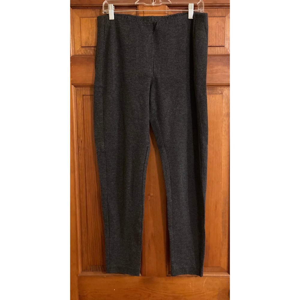 J Jill Womens L Tall Grey Black Micro Pattern Stretch Ponte Leggings Classic